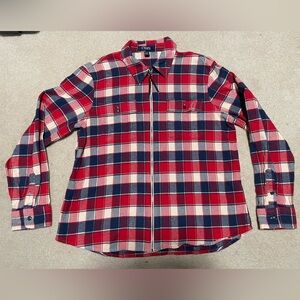 Womens Chaps Denim Zip Up Flannel Top